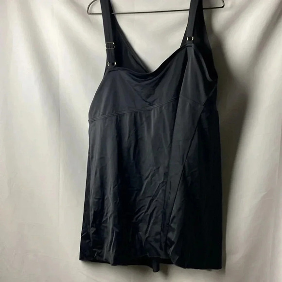 SWIM SUITS FOR ALL WO SIZE 30 ONE PIECE BLACK SWIMSUIT LINED BRA FAUX WRAP FRONT - Picture 8 of 14